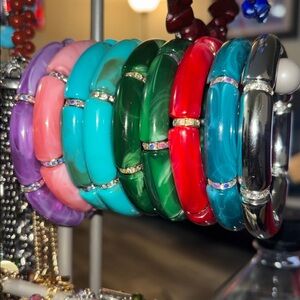 REESELYN CREATIONS Handcrafted Stretch Tube Bangles w/ Rhinestone Spacers